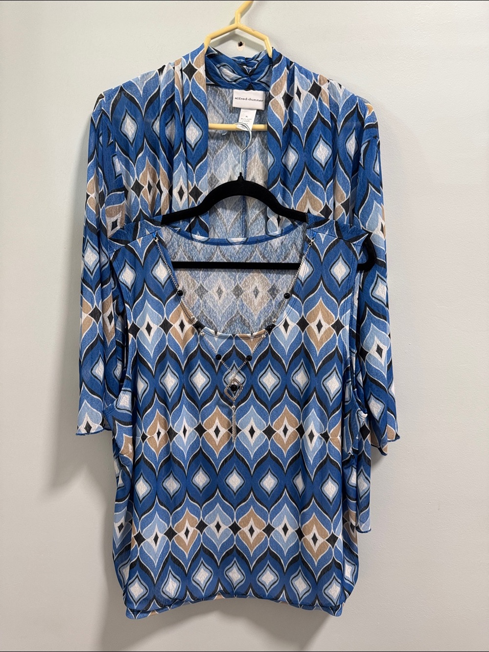 Alfred Dunner 2 Piece Set Sleeveless Geometric Print Tank Top - Blue